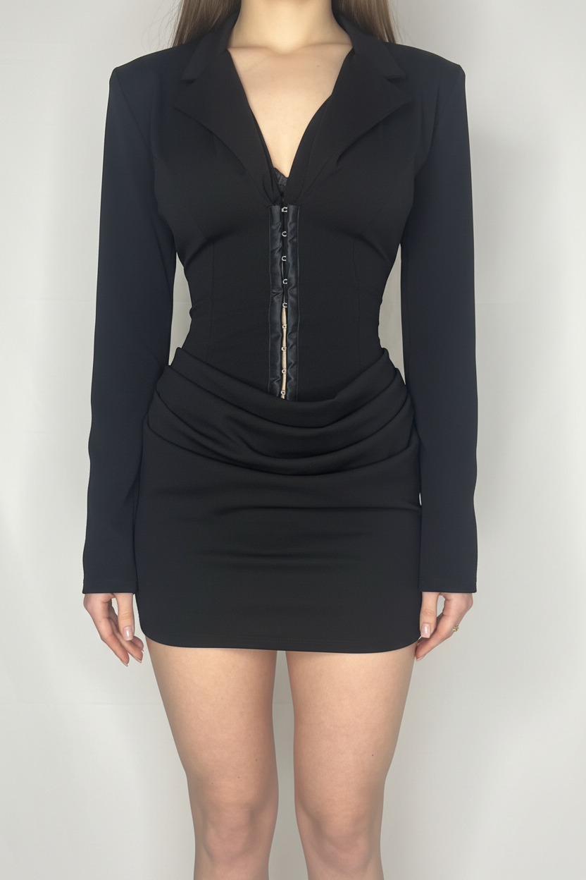 Abito nero blazer senza fascia