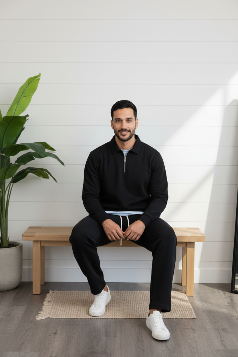 Completo nero indossato