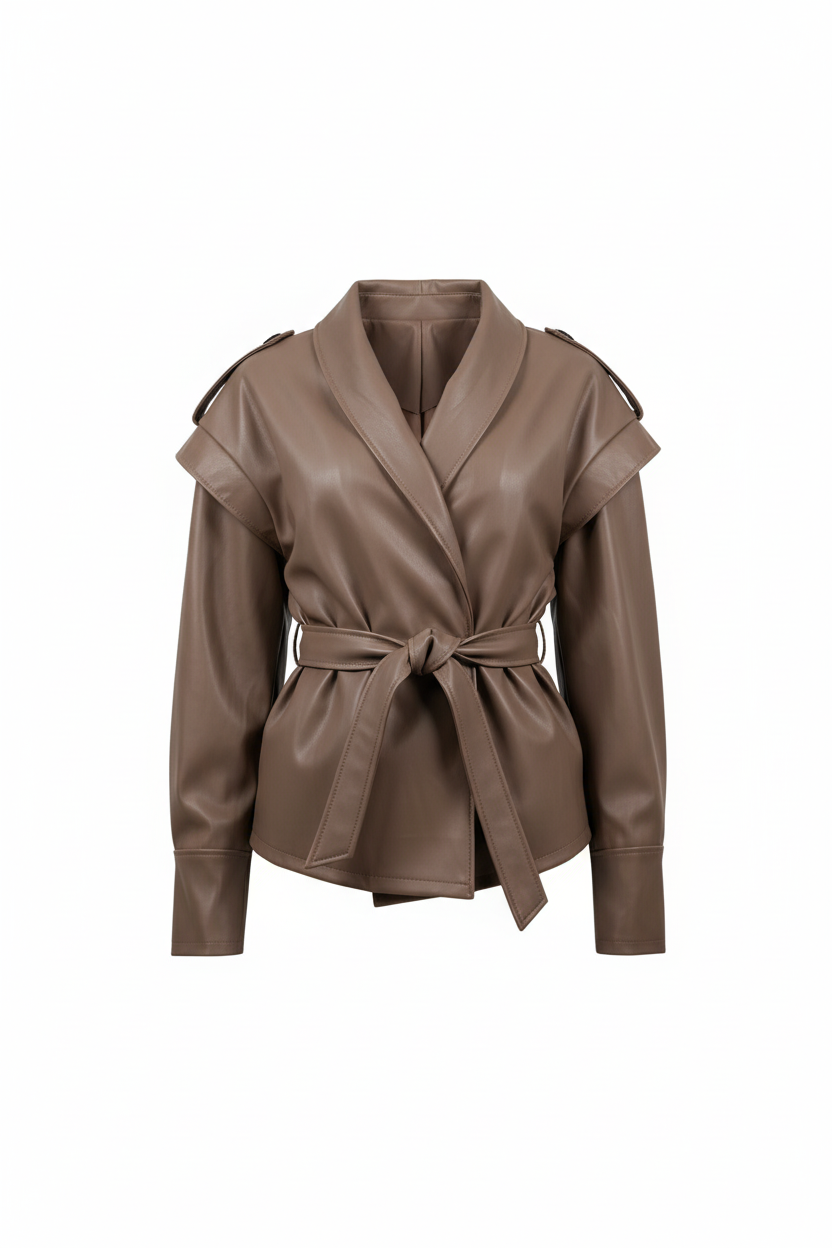 Giacca Trench Ecopelle Taupe