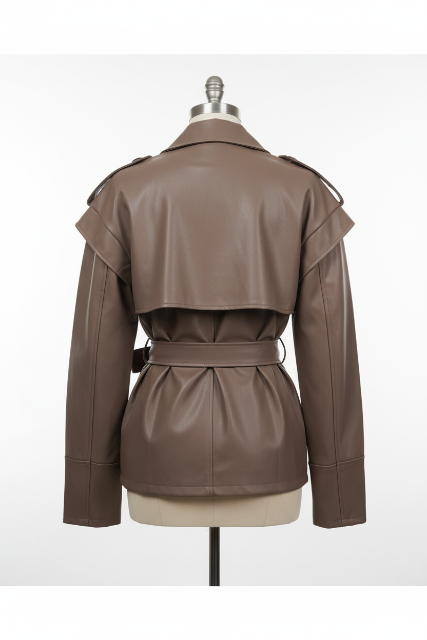 Giacca Trench Ecopelle Taupe